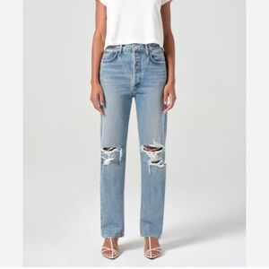 NWOT AGOLDE VINTAGE INSPIRED DISTRESSED HI RISE JEANS WITH STRETCH SZ 30